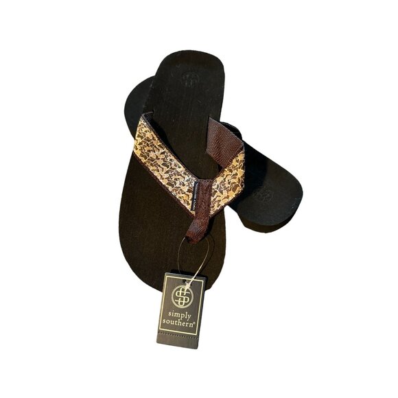 Simply Southern XL 11/12 Flip-Flops With Camo Straps & Black Soles - Comfortable - Picture 9 of 9